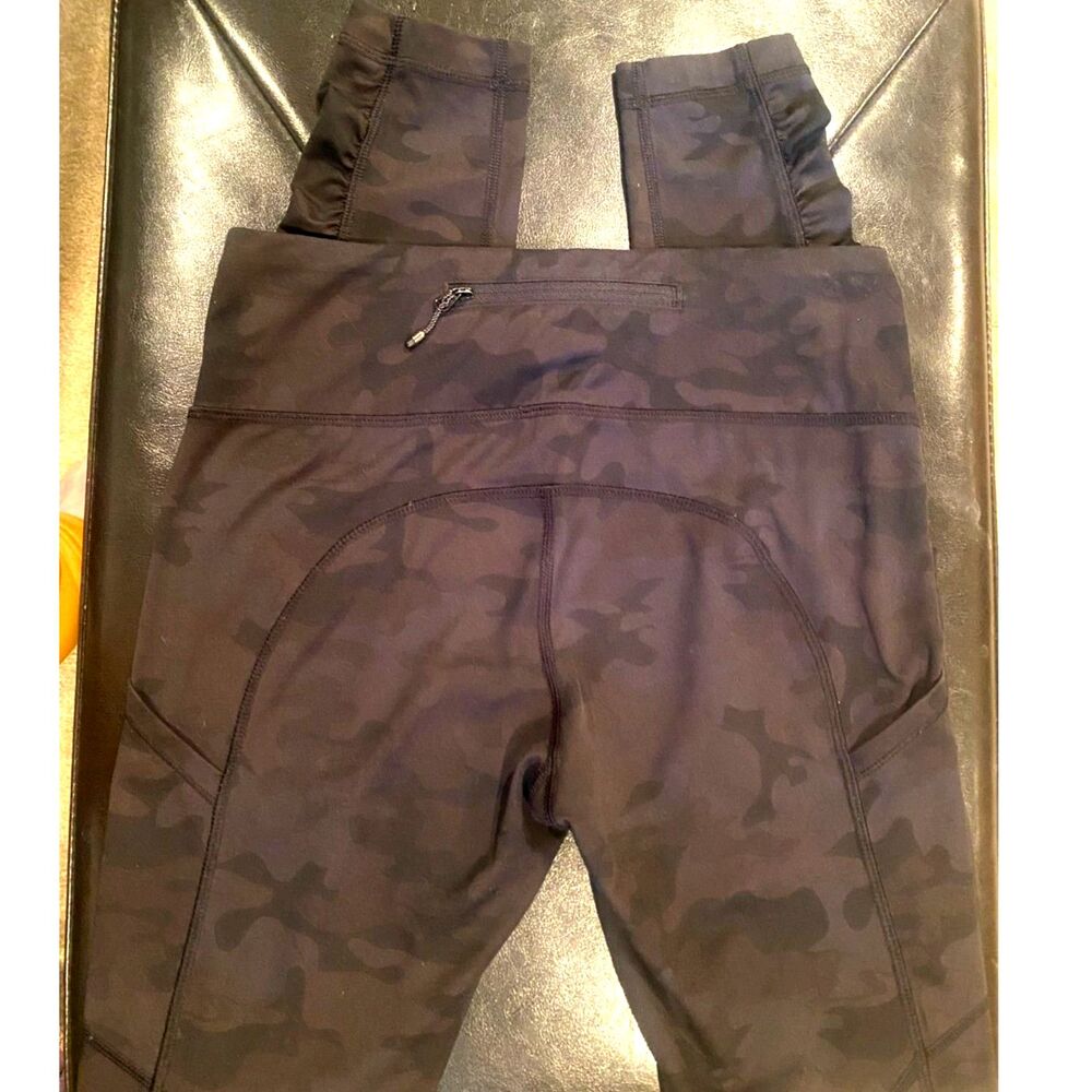 Lululemon Speed Tight Leggings Black Gray Camo Ruched size 4 RARE EUC - Picture 4 of 7